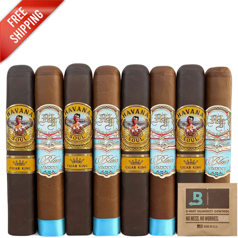 Premium 8-Racks: My Father Blue Robusto vs AJ Fernandez Havana Soul Robusto Box-Press (5x52 / 8 Pack)