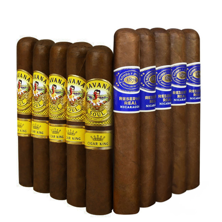Slam Pack: AJ Fernandez Havana Soul Robusto vs Romeo y Julieta Reserva Real Nicaragua Toro (Assorted Sizes / 10 Pack) + Flash Sale!