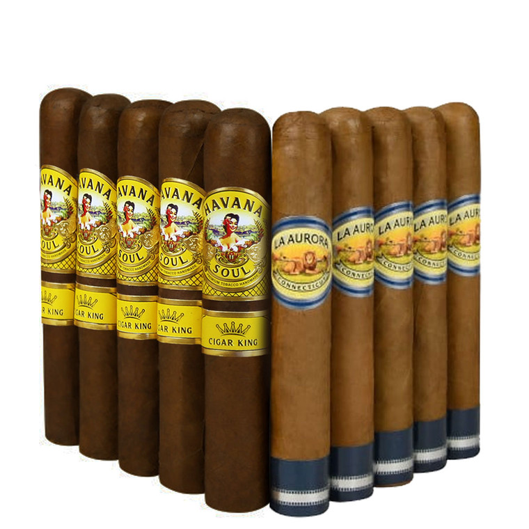 Slam Pack: AJ Fernandez Havana Soul Robusto vs La Aurora Preferidos 1903 Edition Sapphire Connecticut Robusto (Assorted Sizes / 10 Pack) + Flash Sale!