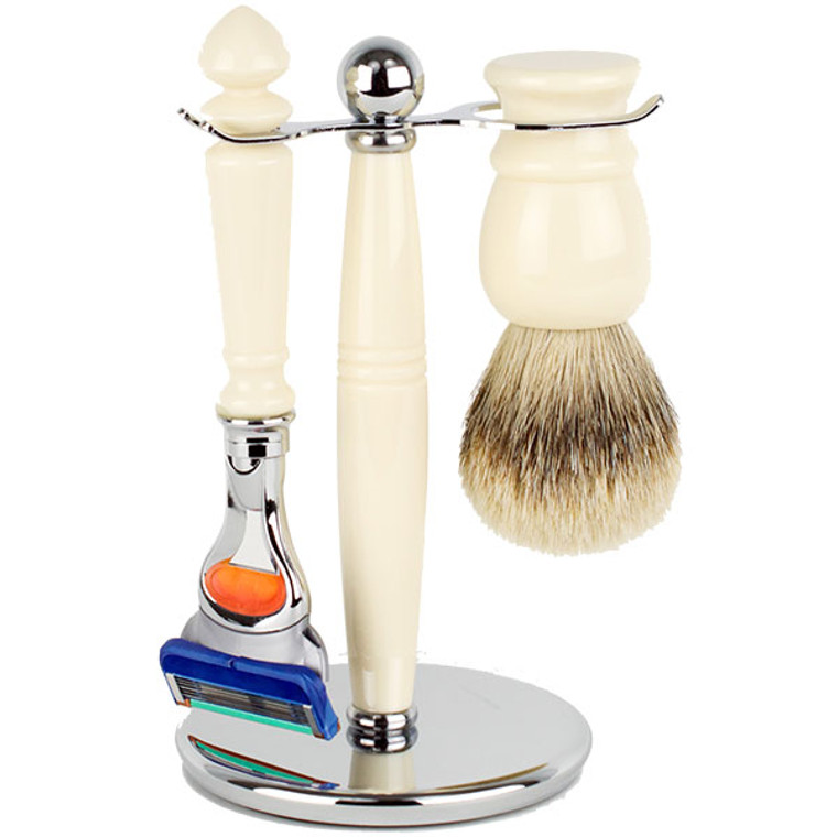 Hirsh Luxury Shaving Set - Ivory Resin - Fusion