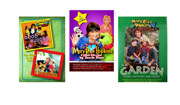 3 DVD Special -- Good Buddies/Lighthouse, Mary Rice Hopkins & Puppets with a Heart #2 DVD and In My Garden-  Buy 2, Get 1 FREE!