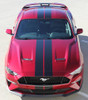 front of red STAGE RALLY | 2018-2021 Ford Mustang Stripes Racing Matte Black