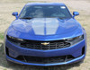 front of blue 2019 Chevy Camaro Duel Racing Stripes REV SPORT PIN 2019-2023