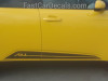 close up of yellow 2020-2024 Kia Soul Side Door Stripes SOULED ROCKER Decals Kit