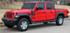 side view of red 2020-2024 Jeep Gladiator / Wrangler Hood Band Decals CASCADE