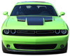 front view of green 2023 Dodge Challenger Hood Stripes 15 CHALLENGE HOOD 2015-2024