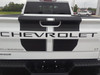 rear of white 2023 Chevy Silverado Duel Racing Stripes BOW RALLY 2019-2024