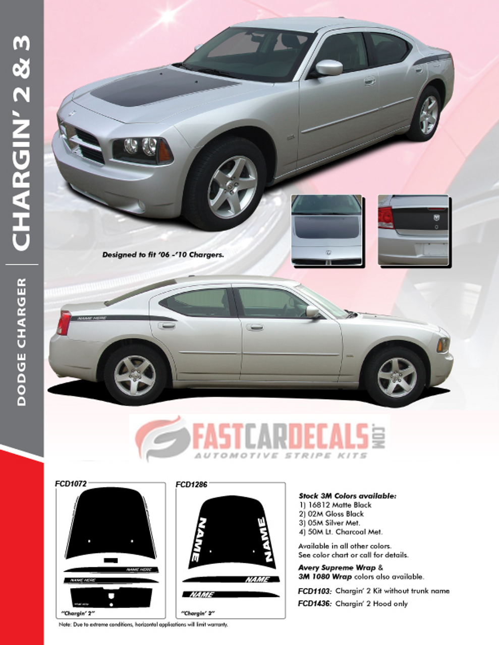 2008 Dodge Charger Stripes CHARGIN 3 2006 2007 2008 2009 2010