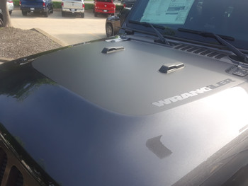 front of grey 2018 Jeep Wrangler Hood Decals SPORT HOOD JL 2018-2021 front of grey 2018 Jeep Wrangler Hood Decals SPORT HOOD JL 2018-2021