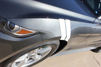 close up 2015 Ford Mustang Hash Marks Decals DOUBLE BAR 2015-2018