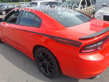 rear of red 2019 Dodge Charger Side Graphics 15 RECHARGE 2015-2022