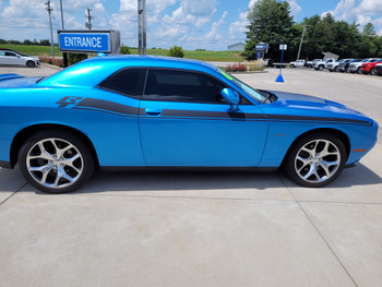 rear angle of blue R/T Stripes for Dodge Challenger GT, SE, SXT, Hemi 2011-2026
