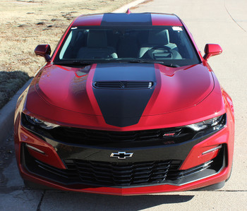 front of red 2019-2023 Chevy Camaro Top Wide Stripes OVERDRIVE 19