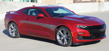 profile of red 2019 Chevy Camaro Side Door Stripes BACKLASH 2019-2023