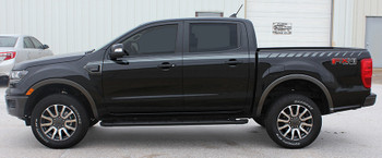profile of black 2019 Ford Ranger Stripes UPROAR SIDE DECALS 2019 2020 2021 2022