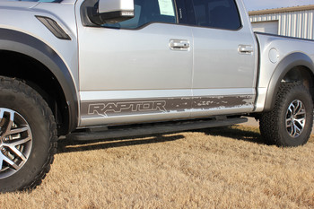 profile of silver 2019 Ford F150 Raptor Side Decals VELOCITOR ROCKER 2018-2020 profile of silver 2019 Ford F150 Raptor Side Decals VELOCITOR ROCKER 2018-2020