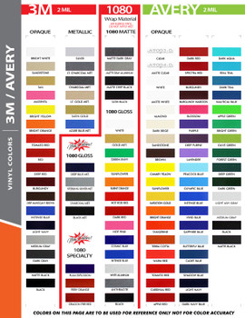 3m 1080 Vinyl Color Chart
