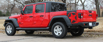 side of red BOOTSTRAP : Jeep Gladiator Side Star Vinyl Graphics 2020-2024