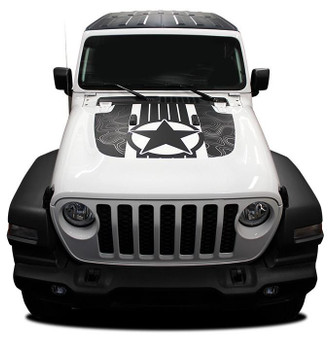 front of white Jeep Gladiator Star Hood Stripes 2020-2024 JOURNEY HOOD