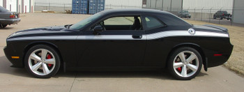 black side of 2017 Dodge Challenger Side Stripes CLASSIC TRACK 2008-2024