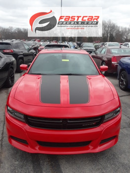 front of red RECHARGE 15 HOOD | Dodge Charger Hood Graphics 2015-2024