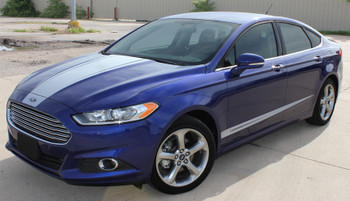 side of blue 2018 Ford Fusion Hood Stripes DAGGER HOOD 2013-2018 side of blue 2018 Ford Fusion Hood Stripes DAGGER HOOD 2013-2018