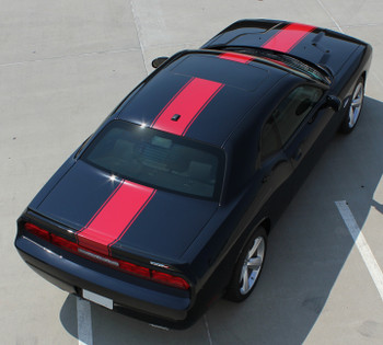 rear angle Center Racing Stripes for Dodge Challenger FINISH LINE 2015-2019 rear angle Center Racing Stripes for Dodge Challenger FINISH LINE 2015-2019