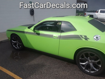 side of green New Dodge Challenger RT Stripes DUEL 15 2015-2021 side of green New Dodge Challenger RT Stripes DUEL 15 2015-2021