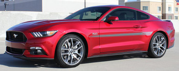 front angle 2017 Ford Mustang Mid Body Stripe Decals LANCE 2015-2018 front angle 2017 Ford Mustang Mid Body Stripe Decals LANCE 2015-2018