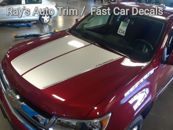 front angle red 2020 Chevy Colorado Hood Graphics SUMMIT HOOD 2015-2024