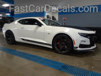 side of white Chevy Camaro SS Side Stripes SKID ROCKER 2016 2017 2018