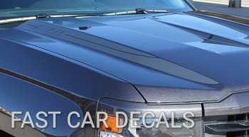 front view of 2016 2017 2018 Chevy Silverado Hood Decals LATERAL SPIKES