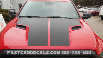 front view of Power Wagon 4x4 Ram Hemi Hood Stripes REBEL HOOD 2009-2019
