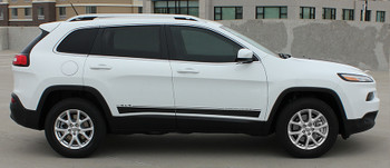side of white Jeep Cherokee Lower Side Decals BRAVE 2014-2016 2017 2018 2019 side of white Jeep Cherokee Lower Side Decals BRAVE 2014-2016 2017 2018 2019
