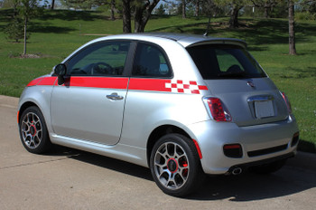 rear angle of Fiat 500 Custom Side Stripe Graphics SE5 CHECK 2012-2019 rear angle of Fiat 500 Custom Side Stripe Graphics SE5 CHECK 2012-2019
