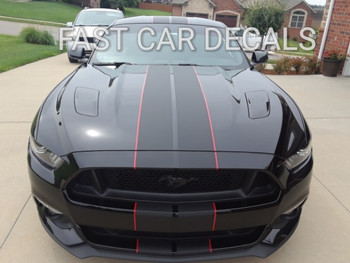 front of Ford Mustang Slim Racing Stripes Decals STALLION SLIM 2015-2017 