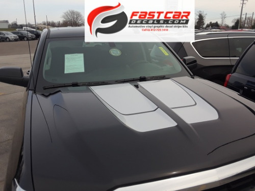 hood of black 2016 Chevy Silverado Rally Stripes CHASE RALLY 2016-2018