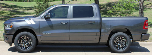 profile of grey 2019 Dodge Ram Fender Stripes RAM HASHMARKS 2019-2024