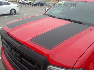 front angle of red GMC Sierra Dual Racing Stripes SIERRA RALLY 2014-2016 2017 2018