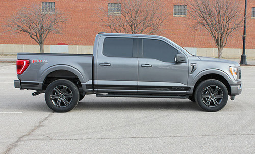 side of gray 2021 Ford F150 Side Stripes 15 150 ROCKER 2 2015-2021