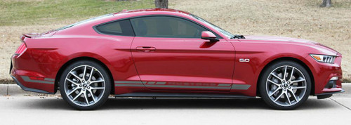 profile of red Ford Mustang Stripes Kit HASTE 2015 2016 2017 2018