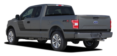 rear of gray 2019 Ford F150 Vinyl Graphics LEADFOOT 2015-2021 2022 2023