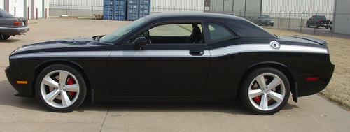 black side of 2017 Dodge Challenger Side Stripes CLASSIC TRACK 2008-2024
