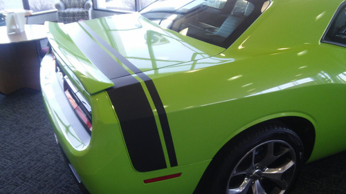 rear of green 2017 Dodge Challenger Rear Stripes TAIL BAND 2015-2025 2026