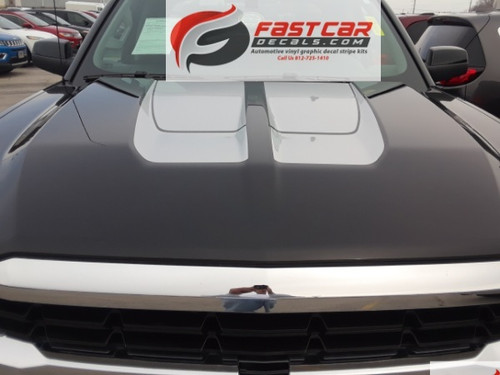 hood of black 2016 2017 2018 Chevy Silverado Hood Racing Stripes CHASE RALLY