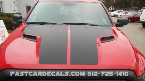 front view of Power Wagon 4x4 Ram Hemi Hood Stripes REBEL HOOD 2009-2019
