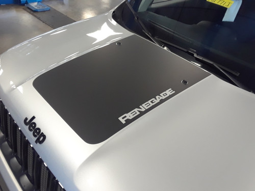 front of silver TRAIL HAWK style Jeep Renegade Hood Stripes 2014-2024