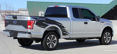 profile of silver 2020 Ford F150 Side Graphics Kit TORN 2015-2020