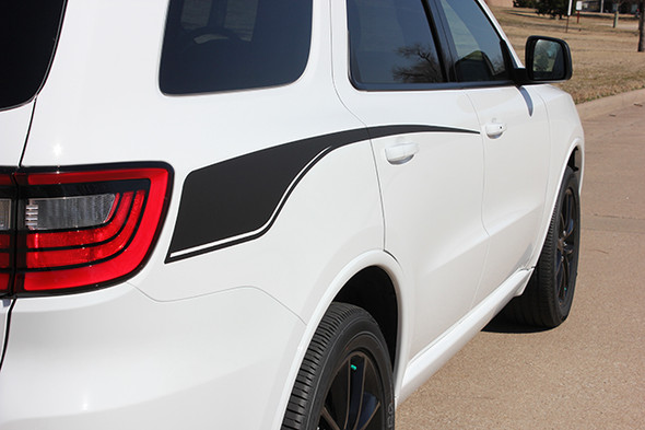 close up of white 2018 Dodge Durango Stripes PROPEL SIDE 2011-2022 2023 2024