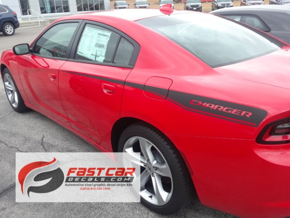 side of red 2018 Dodge Charger Decals 15 RECHARGE 2015-2022 2023 2024